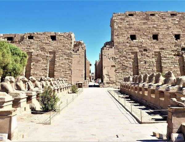 Ancient Luxor temple complex in Egypt near the 2027 total solar eclipse viewing region.